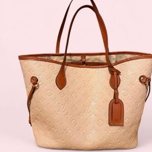 Cream and Brown Monogram Tote
